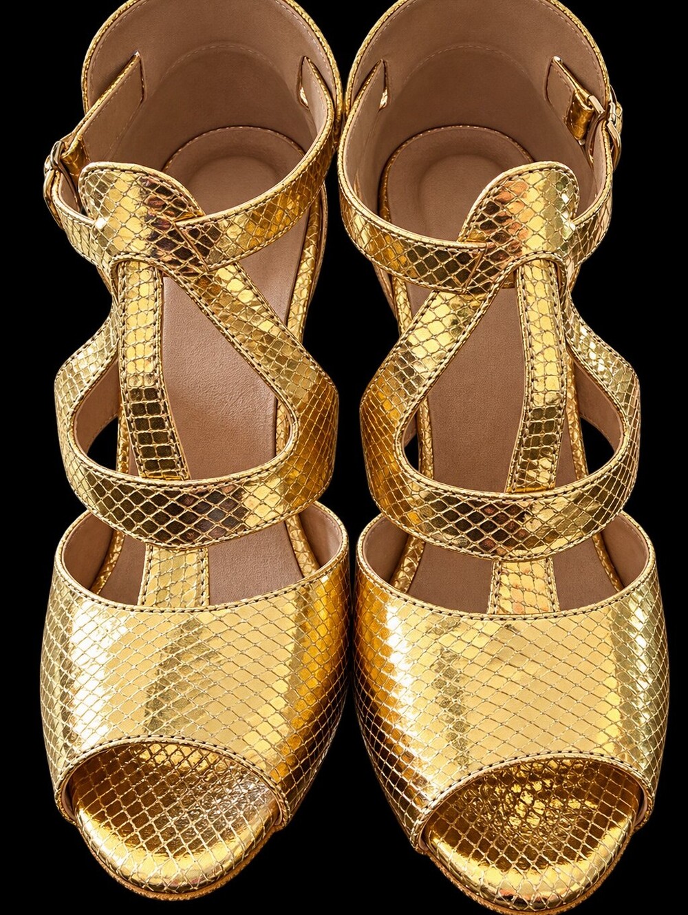 Latin Dance Shoes, Gold Metallic